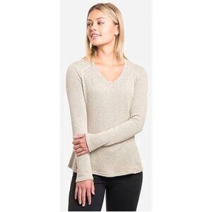 KUHL Lyrik Sweater Women’s Medium Tan Cream V-Neck Knit